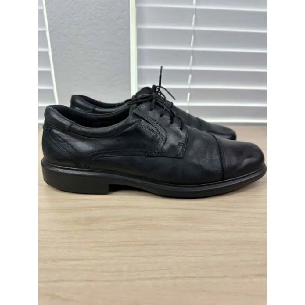 ECCO Shoes Mens EU 44/US 10 Black Leather Lace Up Captoe Oxford Dress‎ Comfort